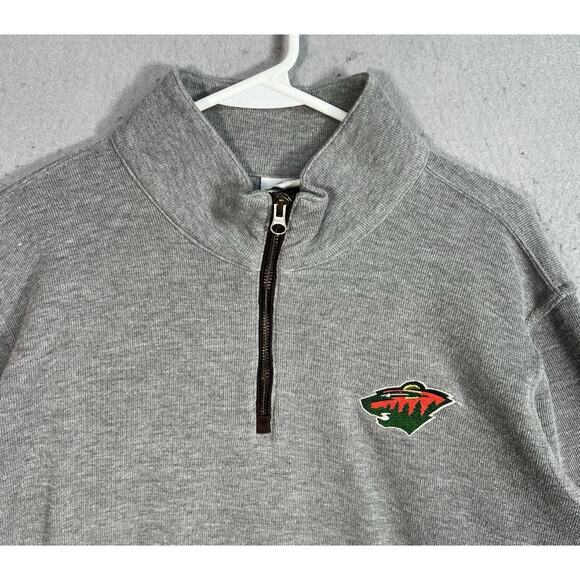 NHL Minnesota Wild 1/4 Zip Sweater Adult 2XL XXL Gray Sweatshirt Pullover Mens - Picture 4 of 6